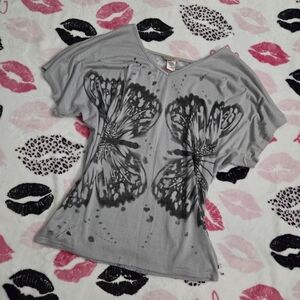 Grey Ever Blue Butterfly Top